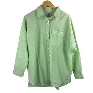 Intimately free‎ People seer sucker Honey PJ Top Green striped gingham sz XS